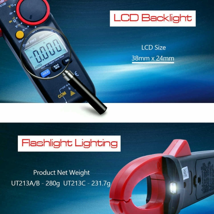 UNI-T UT213B Digital Clamp Meter AC DC Voltage Detector - Digital Multimeter by UNI-T | Online Shopping UK | buy2fix