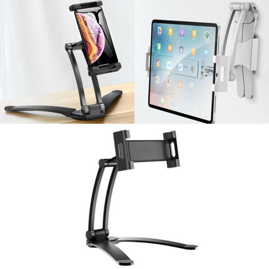 Multifunctional Mobile Phone Tablet Wall Hanging Desktop Aluminum Alloy Holder with Wall Base(Black) - Lazy Bracket by buy2fix | Online Shopping UK | buy2fix