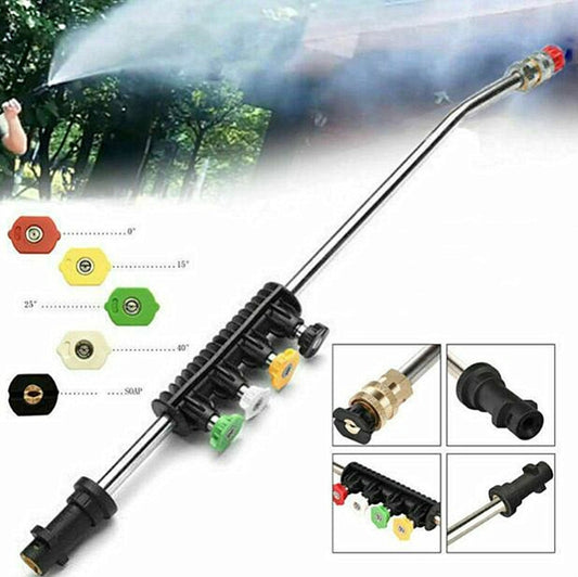 High Pressure Car Wash Water Gun 1/4 Quick Plug Interface Fan Shaped Five Color Nozzle  Stainless Steel Elbow Extension Rod - Car Washer & Accessories by buy2fix | Online Shopping UK | buy2fix