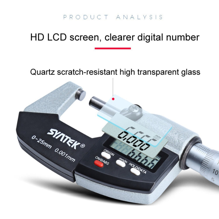 Digital Display Outer Diameter Micrometer 0.001mm High Precision Electronic Spiral Micrometer Thickness Gauge, Model:75-100mm - Consumer Electronics by buy2fix | Online Shopping UK | buy2fix