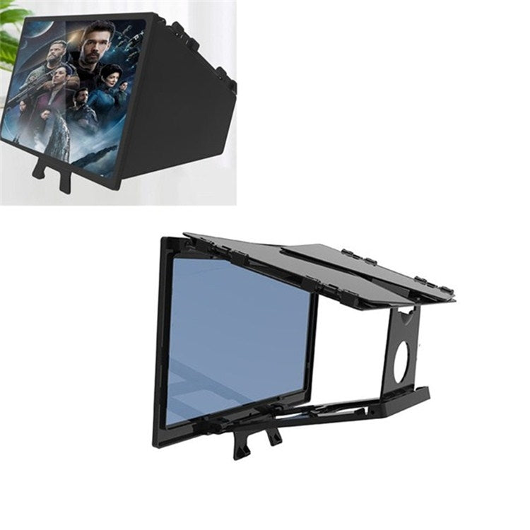 F13 12 inch Mobile Phone Screen Amplifier Foldable Three-sided Shading HD Blu-ray 3D Video Amplifier(Black) - Screen Magnifier by buy2fix | Online Shopping UK | buy2fix