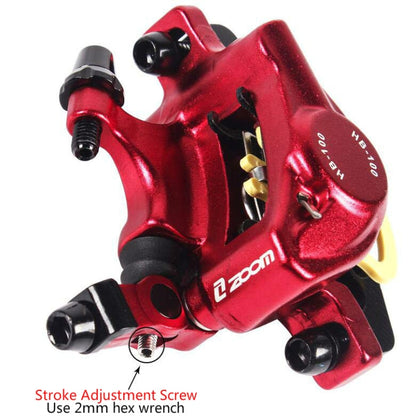 ZOOM HB100 Mountain Bike Hydraulic Brake Caliper Folding Bike Cable Pull Hydraulic Disc Brake Caliper, Style:Rear(Red) - Outdoor & Sports by Zoom | Online Shopping UK | buy2fix