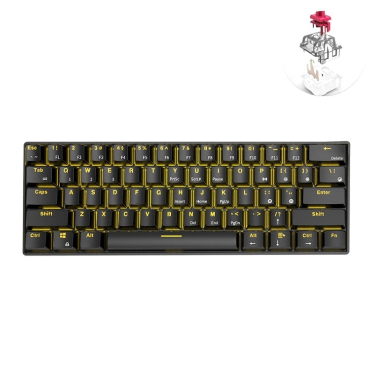 RK61 61 Keys Bluetooth / 2.4G Wireless / USB Wired Three Modes Tablet Mobile Gaming Mechanical Keyboard, Cable Length: 1.5m, Style:Red Shaft(Black) -  by buy2fix | Online Shopping UK | buy2fix