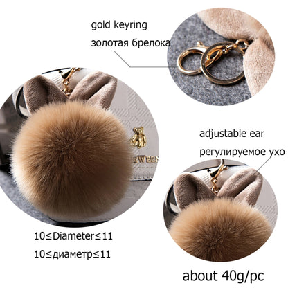 Fur Pom Keychains Fake Rabbit Fur Ball Keychain(blue) - In Car by buy2fix | Online Shopping UK | buy2fix