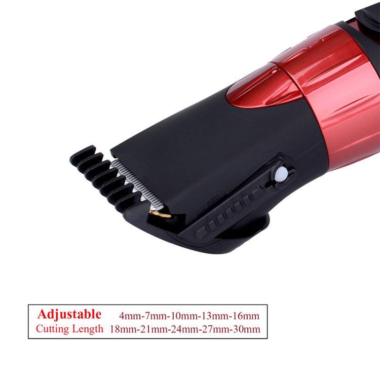 Waterproof Electric Hair Clipper Rechargeable Hair Trimmer Hair Cutting Machine Haircut Beard Trimer, EU Plug(Red) - Hair Trimmer by buy2fix | Online Shopping UK | buy2fix