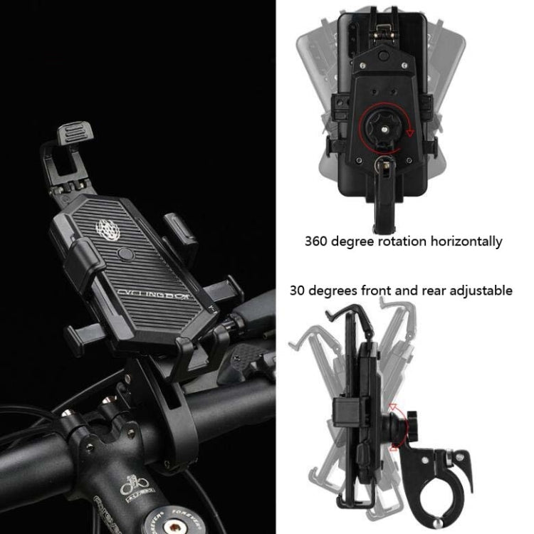 Bicycle Mobile Phone Holder Can Rotate And Adjust Fixed Aluminum Alloy Bracket Automatic Grab Bracket, Style:Rearview Mirror Installation(Black) - Holders by buy2fix | Online Shopping UK | buy2fix