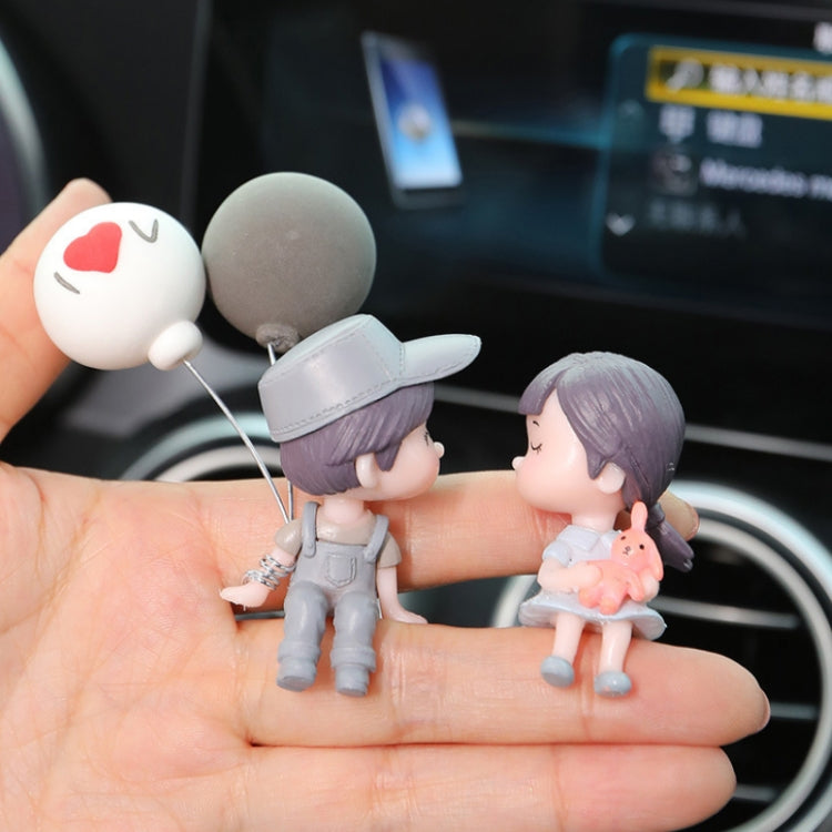 In Car Ornament Lovely Kissing Couple Doll, Colour:Gray Couple Balloon+Spring Balloon - In Car by buy2fix | Online Shopping UK | buy2fix