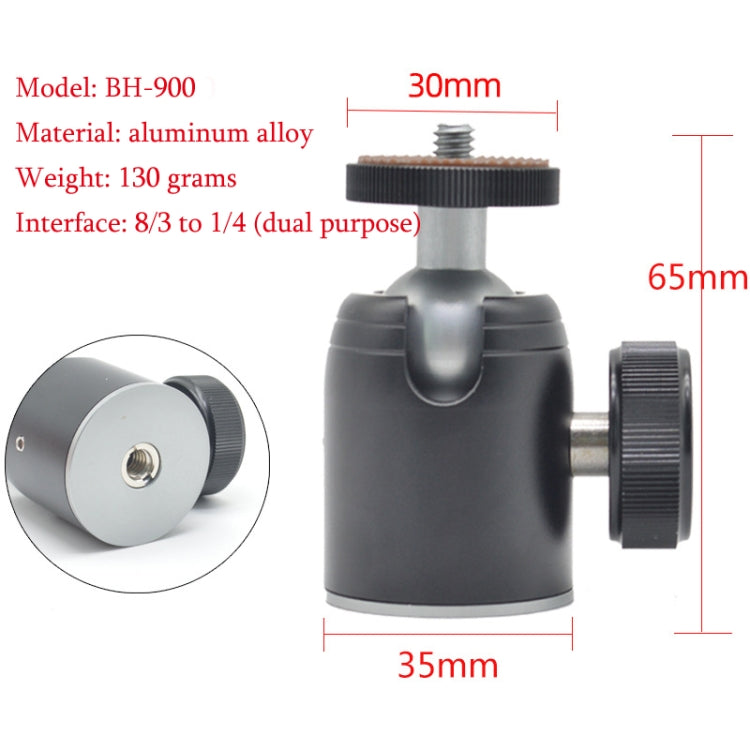 BH-900 Mini Desktop Aluminum Alloy Tripod Mini Ball Head 360 Degree Pan 90 Degree Tilt Tripod - Camera Accessories by buy2fix | Online Shopping UK | buy2fix