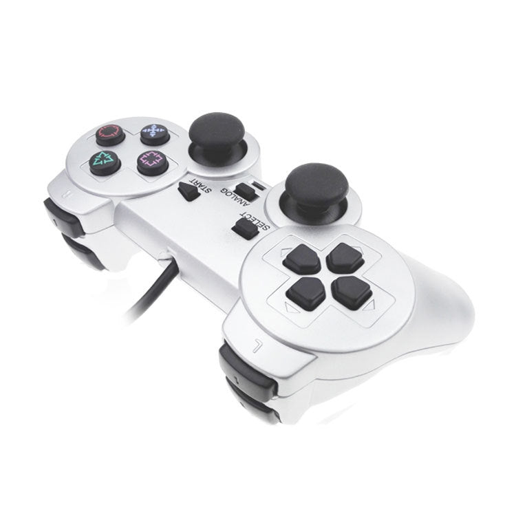 Wired Gamepad Dual Motor Vibration Silver Fuel Injection Gamepad Suitable For PS2 - Gamepads by buy2fix | Online Shopping UK | buy2fix