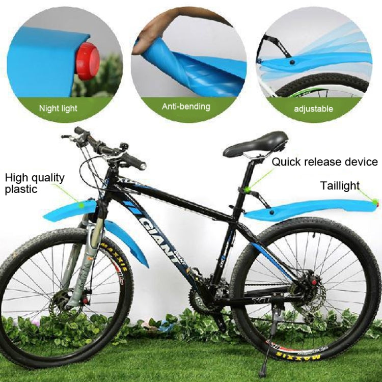 Bicycle Fender With LED Taillights Mountain Bike Fender Quick Release 26 Inch Riding Accessories(Gray) - Outdoor & Sports by buy2fix | Online Shopping UK | buy2fix