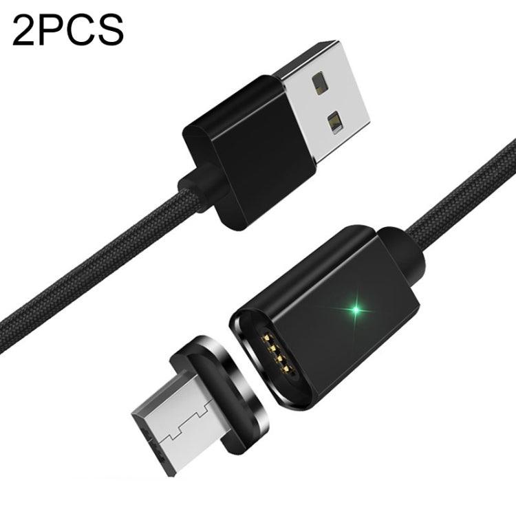 2 PCS ESSAGER Smartphone Fast Charging and Data Transmission Magnetic Cable with Micro USB Magnetic Head, Cable Length: 1m(Black) - Mobile Accessories by buy2fix | Online Shopping UK | buy2fix