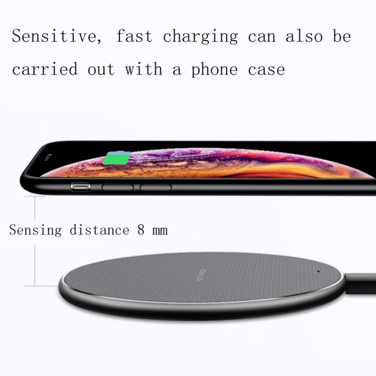 K8 10W Universal Aluminum Alloy Mobile Phone Wireless Charger, Specification:with 1m Cable(Black) - Wireless Charger by buy2fix | Online Shopping UK | buy2fix