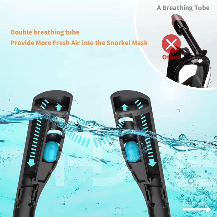 Snorkeling Mask Double Tube Silicone Full Dry Diving Mask Adult Swimming Mask Diving Goggles, Size: L/XL(Black/Black) - DJI & GoPro Accessories by buy2fix | Online Shopping UK | buy2fix