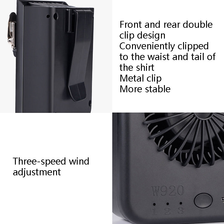 W920 Hanging Waist Hanging Neck Small Fan Outdoor Portable Handheld Usb Charging Turbine Cycle Fan(Black) - Consumer Electronics by buy2fix | Online Shopping UK | buy2fix