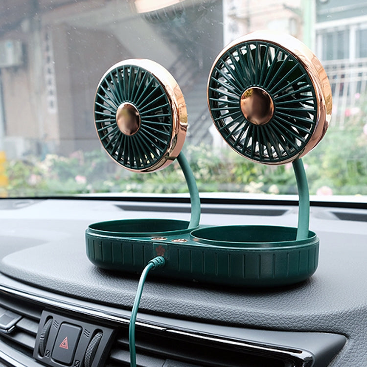 F303 Car USB Fan Car Shake Head Fan(Double Head Gold) - Heating & Fans by buy2fix | Online Shopping UK | buy2fix