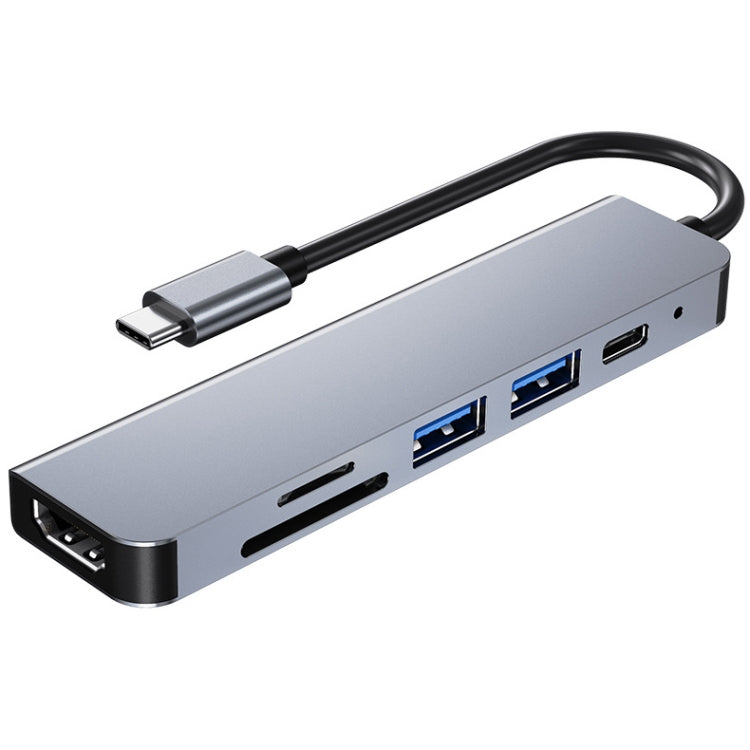 AD-033 6 In 1 USB-C / Type-C To 4K HDMI + SD / TF Card Slot + PD USB-C / Type-C Charging + 2 USB 3.0 Ports Multifunctional HUB Docking Station - Computer & Networking by buy2fix | Online Shopping UK | buy2fix