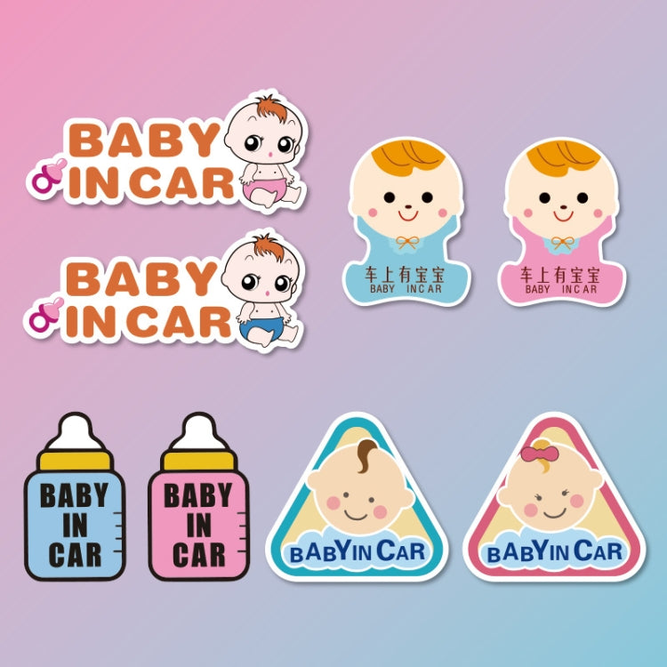 10 PCS There Is A Baby In The Car Stickers Warning Stickers Style: CT223O Triangle Boy Adhesive Stickers - Warning Sticker by buy2fix | Online Shopping UK | buy2fix