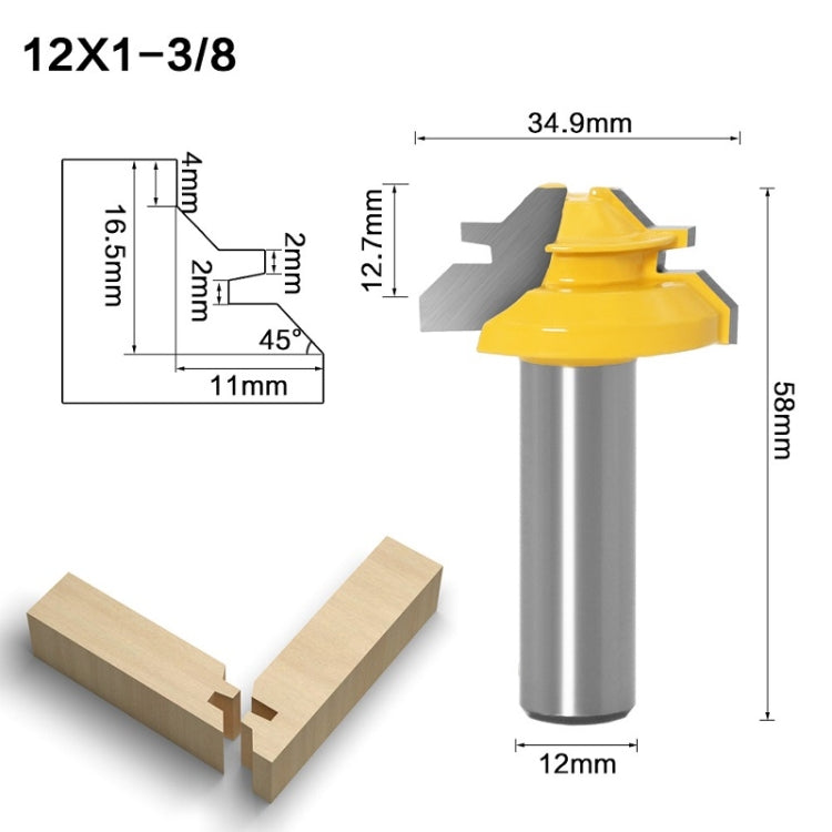 Woodworking Engraving Machine Milling Cutter 45 Degree Jointing Knife, Model: 12x1-3/8mm - Others by buy2fix | Online Shopping UK | buy2fix