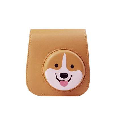 Cartoon Full Body Camera PU Leather Case Bag with Strap for FUJIFILM instax mini 9 / mini 11 / mini 8(Yellow Corgi) - Camera Accessories by buy2fix | Online Shopping UK | buy2fix