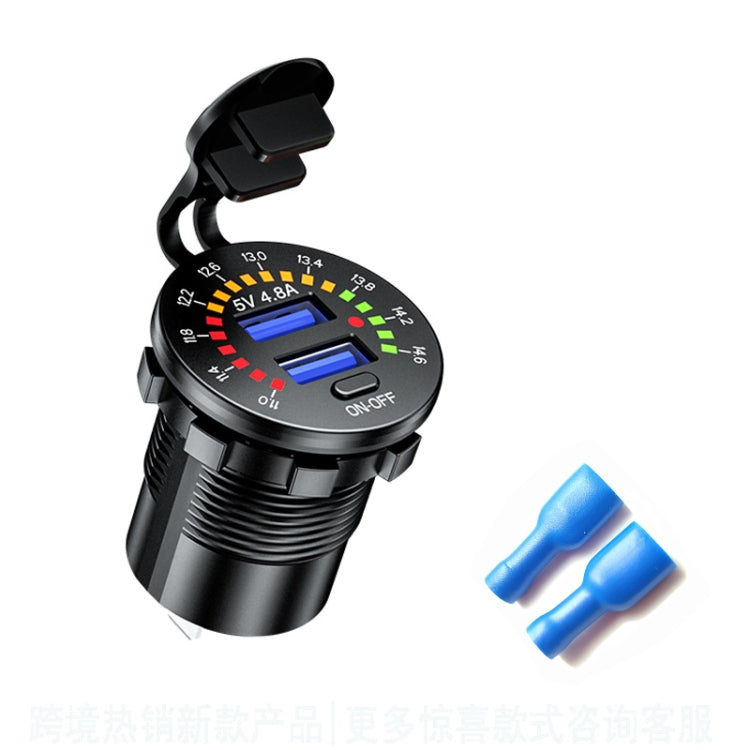 Car Motorcycle Ship Modified With Colorful Screen Display USB Dual QC3.0 Fast Charge Car Charger, Model: P20-B With Terminal - In Car by buy2fix | Online Shopping UK | buy2fix