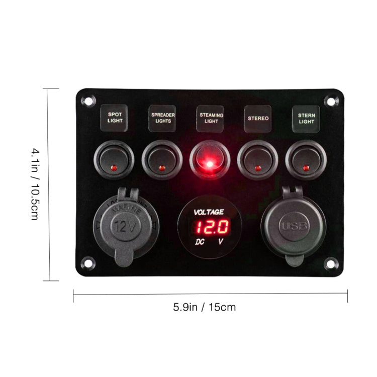 RV Yacht Car Combination Cat Eye Switch Dual USB Car Charging Control Panel With Voltmeter - In Car by buy2fix | Online Shopping UK | buy2fix