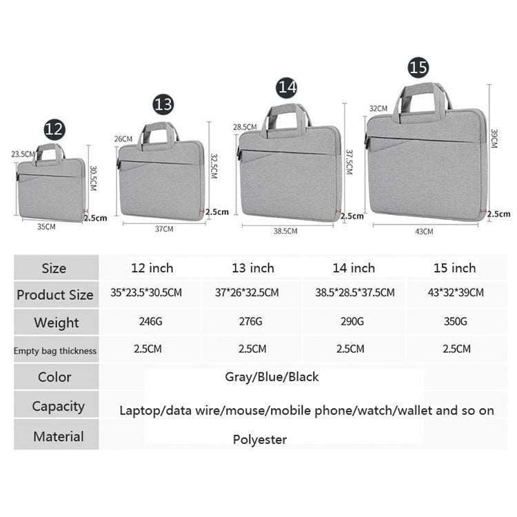 BUBM FMBX Laptop Liner Bag Business Computer Bag Large-Capacity Computer Handbag, Size: 11/12 inch(Gray) - 12.1 inch by BUBM | Online Shopping UK | buy2fix