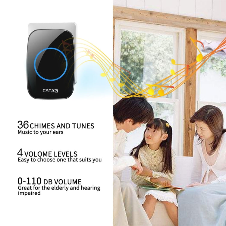 CACAZI H10 1 For 2 Home Wireless Music Doorbell without Battery, Plug:EU Plug(White) - Wireless Doorbell by CACAZI | Online Shopping UK | buy2fix