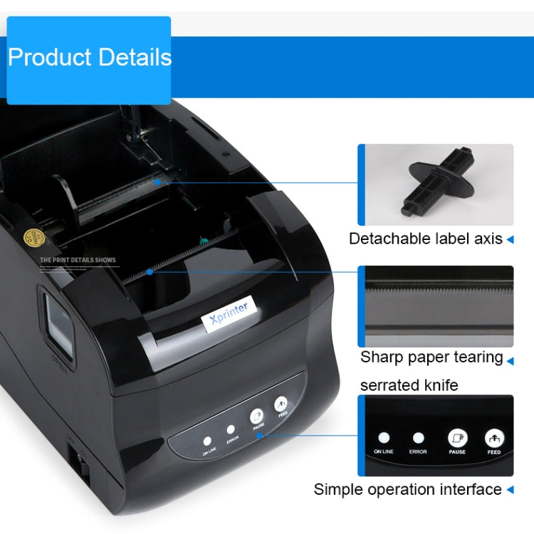 Xprinter XP-365B 80mm Thermal Label Printer Clothing Tag Supermarket Barcode Printer, Plug: AU Plug(Bluetooth Version) - Printer by Xprinter | Online Shopping UK | buy2fix