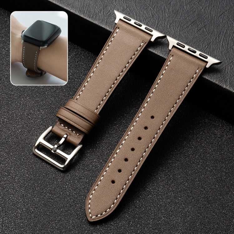 Cowhide Leather Strap Watch Band For Apple Watch Series 8&7 41mm / SE 2&6&SE&5&4 40mm / 3&2&1 38mm(Light Brown) - Watch Bands by buy2fix | Online Shopping UK | buy2fix