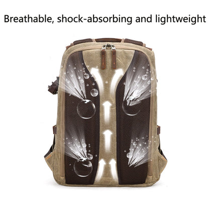 K-011 Outdoor Shoulder Digital Camera Bag Batik Canvas Waterproof Large-Capacity Photography Backpack(Khaki) - Camera Accessories by buy2fix | Online Shopping UK | buy2fix