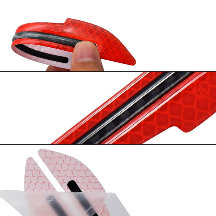 4 Sets Car Reflective Sticker Door Border Anti-Collision Strip Leaf Board Personality Rear View Mirror Warning Sticker(Red) - In Car by buy2fix | Online Shopping UK | buy2fix