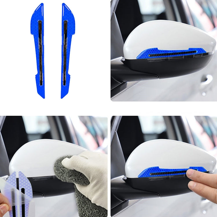 4 Sets Car Reflective Sticker Door Border Anti-Collision Strip Leaf Board Personality Rear View Mirror Warning Sticker(Blue) - In Car by buy2fix | Online Shopping UK | buy2fix