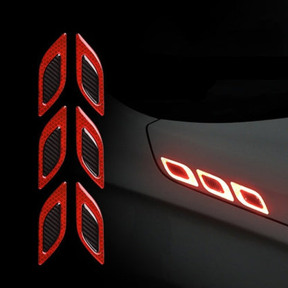 2 Sets Carbon Fiber Warning Sticker Car Anti-Collision Strip Leaf Plate Reflective Sticker Hood Light Eyebrow Anti-Collision Drops Sticker(6 PCS (Red)) - In Car by buy2fix | Online Shopping UK | buy2fix