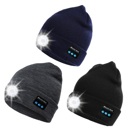 M1-BL LED Glowing Bluetooth Music Hat Wireless Call Night Running Hat(Black) - Smart Wear by buy2fix | Online Shopping UK | buy2fix