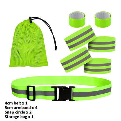 Reflective Elastic Band Suit Night Running Construction Site Traffic Safety Reflective Equipment,Style: 1 Belt+4 Arm Strap+2 Snap Circle+ Storage Bag - Workplace Safety Supplies by buy2fix | Online Shopping UK | buy2fix