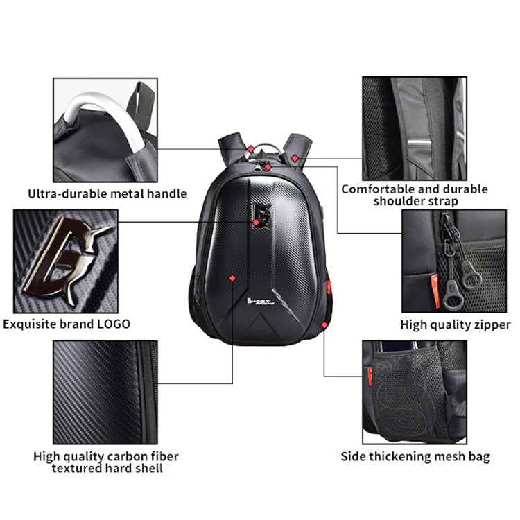 GHOST RACING GR-BB02 Men Motorcycle Riding Backpack Helmet Hard Shell Backpack Locomotive Travel Computer Bag(Black) - Bags & Luggages by GHOST RACING | Online Shopping UK | buy2fix