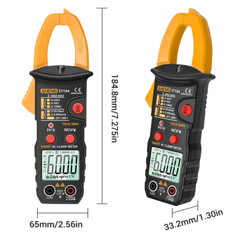 ANENG ST184 Automatically Identify Clamp-On Smart Digital Multimeter(Black) - Consumer Electronics by ANENG | Online Shopping UK | buy2fix