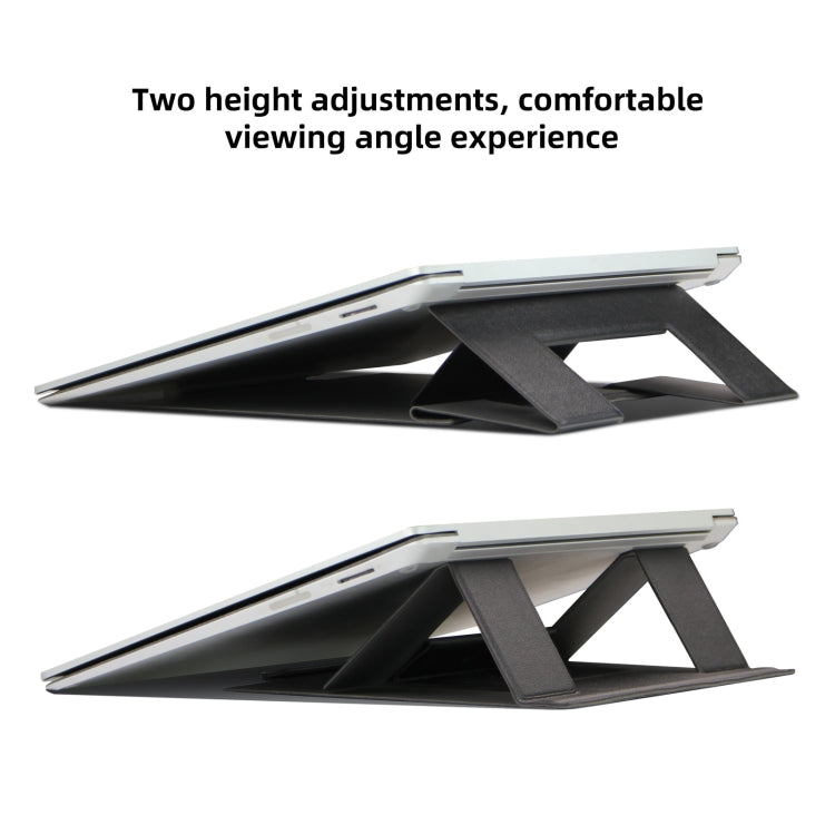 Laptop Leather Folding Stand Tablet Phone Holder(Black) - Computer & Networking by buy2fix | Online Shopping UK | buy2fix