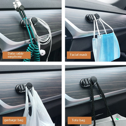 3 PCS Car Sticky Storage Data Cable Hook(Dark Green) - In Car by buy2fix | Online Shopping UK | buy2fix