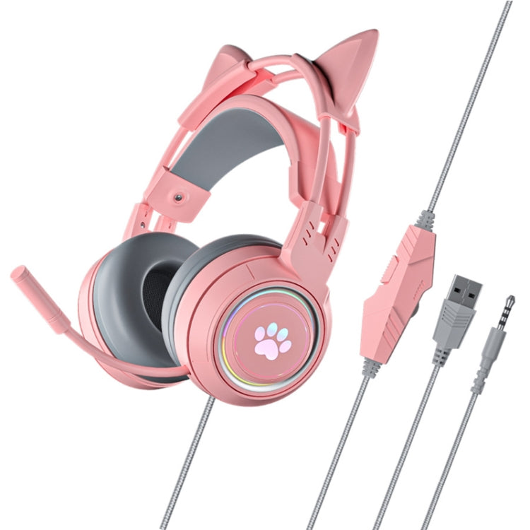 Soyto SY-G25 Cat Ear Glowing Gaming Computer Headset, Cable Length: 2m(Pink) - Multimedia Headset by Soyto | Online Shopping UK | buy2fix