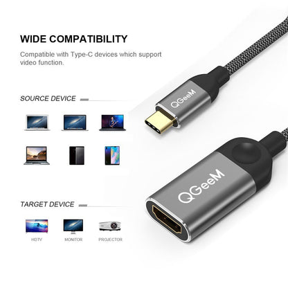 QGeeM QG-UA01 USB TYPE-C To HDMI Adapter(Silver Gray) - Computer & Networking by QGeeM | Online Shopping UK | buy2fix