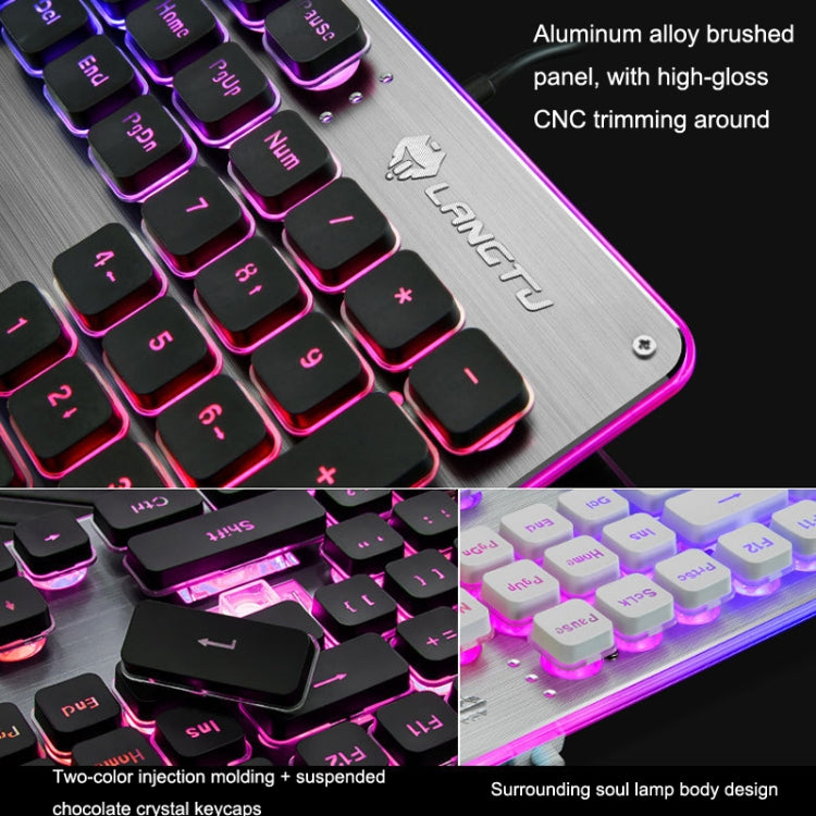 LANGTU L1 104 Keys USB Home Office Film Luminous Wired Keyboard, Cable Length:1.6m(Orange Light Black) - Wired Keyboard by LANGTU | Online Shopping UK | buy2fix