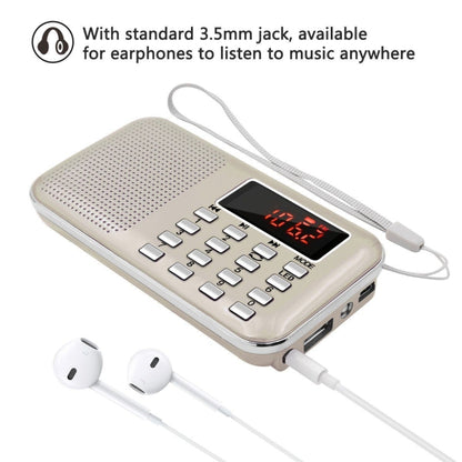 L-218AM  MP3 Radio Speaker Player Support TF Card USB with LED Flashlight Function(Gold) - Consumer Electronics by buy2fix | Online Shopping UK | buy2fix