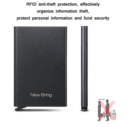 NEWBRING Metal Wallet Automatic Pop-up Anti-degaussing Card Holder, Colour: Black - Home & Garden by NEWBRING | Online Shopping UK | buy2fix