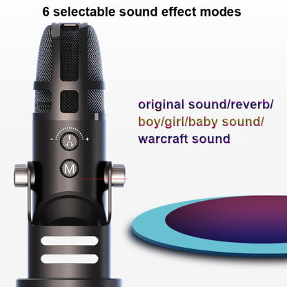 M9 RGB Condenser Microphone Built-in Sound Card,Style: Computer+Type-C+8pin - Consumer Electronics by buy2fix | Online Shopping UK | buy2fix