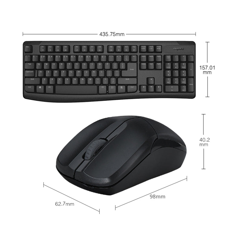 Rapoo X1800PRO 104 Keys Waterproof Multimedia Wireless Keyboard Mouse Set(Black) - Wireless Keyboard by Rapoo | Online Shopping UK | buy2fix