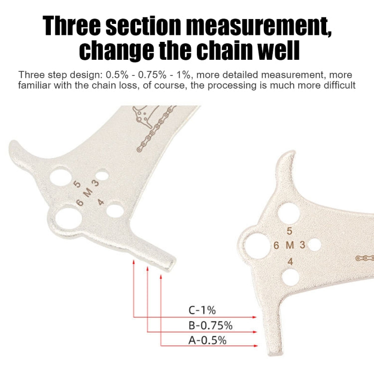 2 PCS VXM 3 In 1 Stainless Steel Mountain Bike Road Bike Chain Gauge - Outdoor & Sports by buy2fix | Online Shopping UK | buy2fix