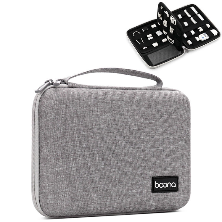 Baona BN-F018 Multifunctional Double Layer EVA Hard Shell U Disk Data Cable Storage Bag(Grey) - Hard Drive Bags & Cases by Baona | Online Shopping UK | buy2fix