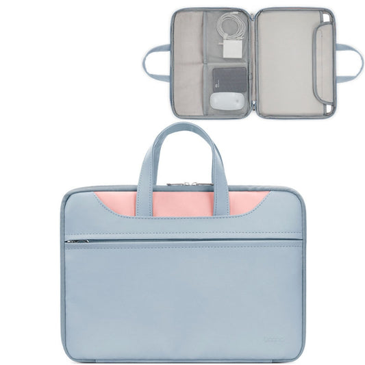Baona BN-Q006 PU Leather Full Opening Laptop Handbag For 15/15.6/16 inches(Sky Blue+Pink) - 15.6 - 17 inch by Baona | Online Shopping UK | buy2fix