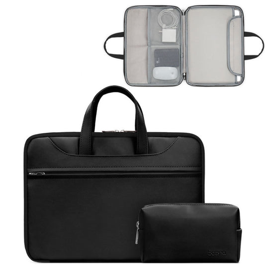 Baona BN-Q006 PU Leather Full Opening Laptop Handbag For 15/15.6/16 inches(Black+Power Bag) - 15.6 - 17 inch by Baona | Online Shopping UK | buy2fix